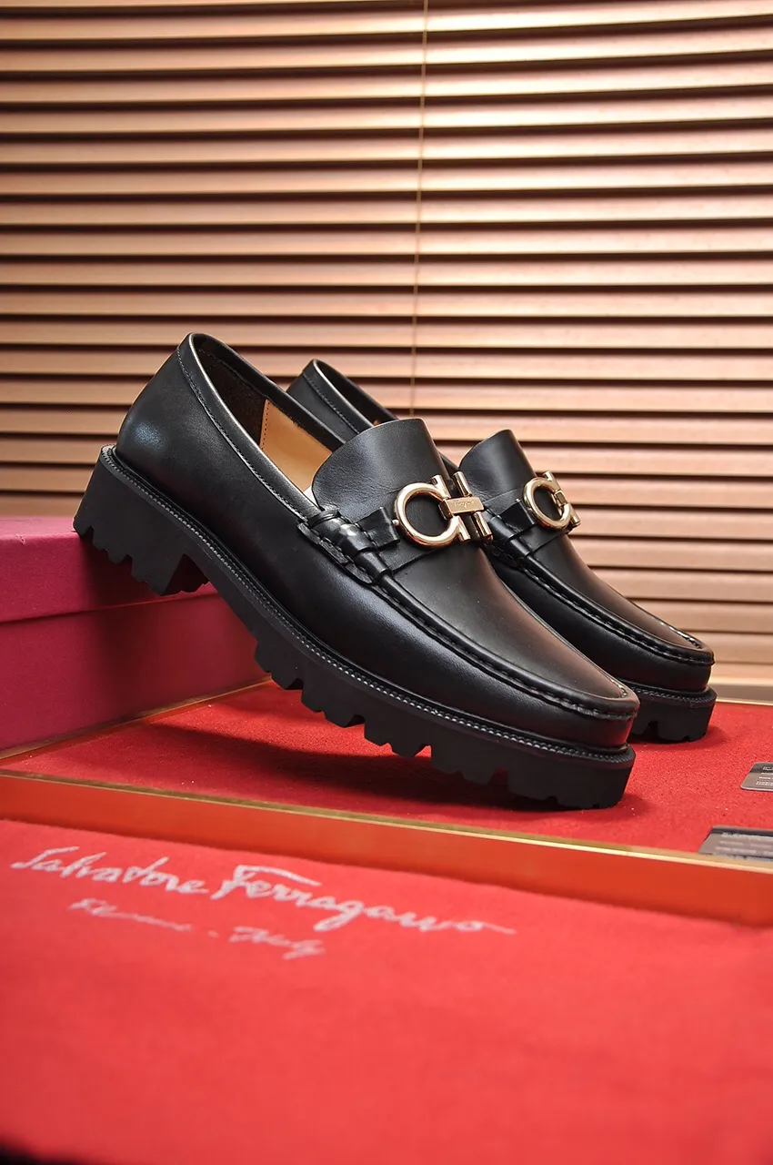 Men's men's shoes 💰540💶[Ferragamo/Ferragamo] (high-end Niuli) New 🍀 Ferragamo* - top version Ferragamo's classic formal leather shoes! Made of imported original cowhide, the inner top layer is comfortable cowhide lining! Original wear-resistant rubber outsole! High quality products! Code number 38-45 (45 customized)